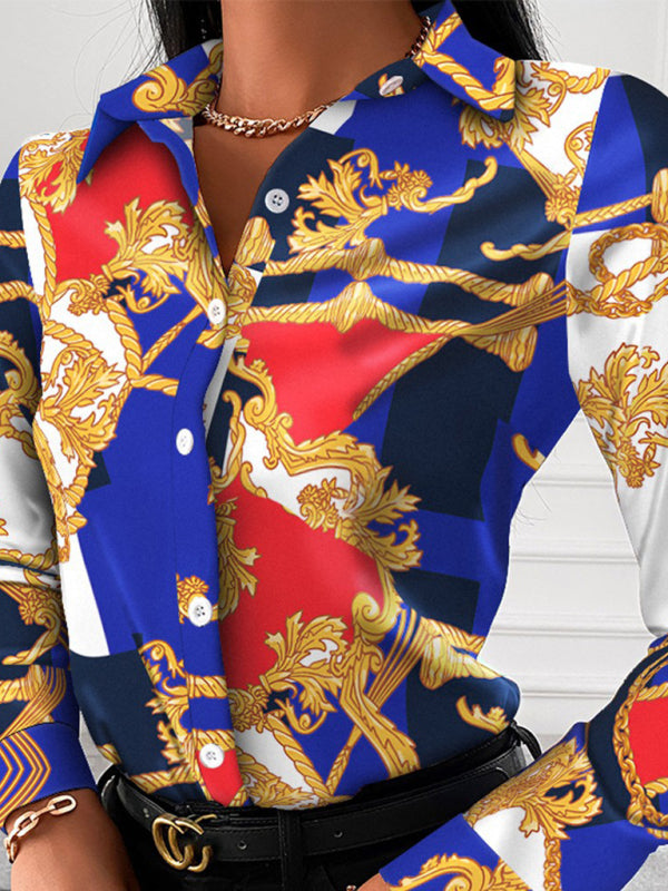 Chemise à manches longues imprimée avec col à revers – Smiling Maria