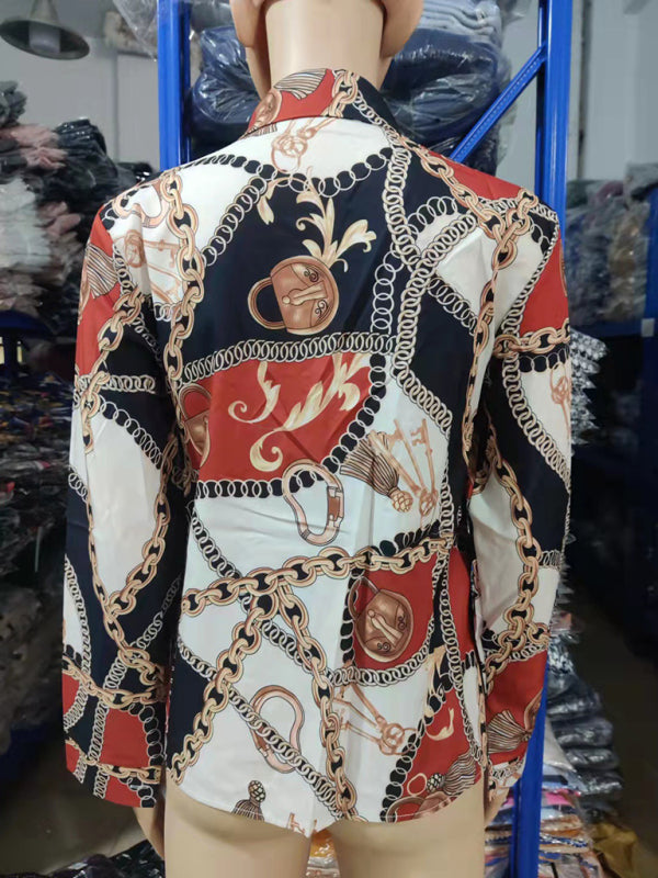 Chemise à manches longues imprimée avec col à revers – Smiling Maria