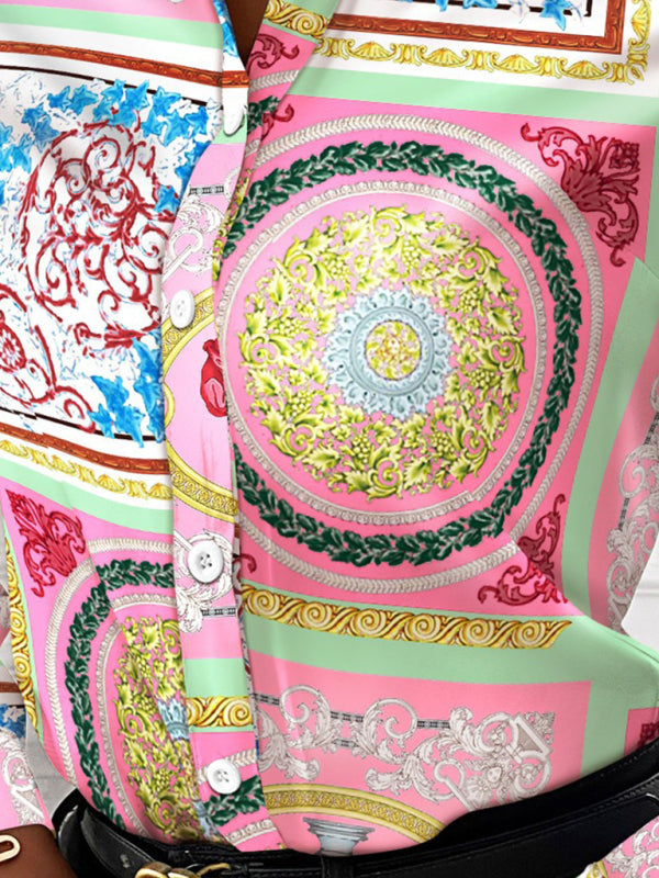 Chemise à manches longues imprimée avec col à revers – Smiling Maria