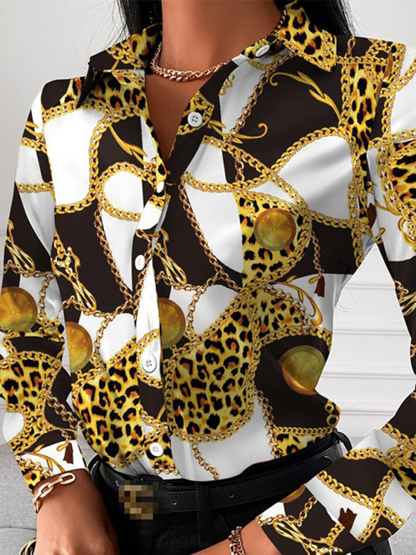 Chemise à manches longues imprimée avec col à revers – Smiling Maria