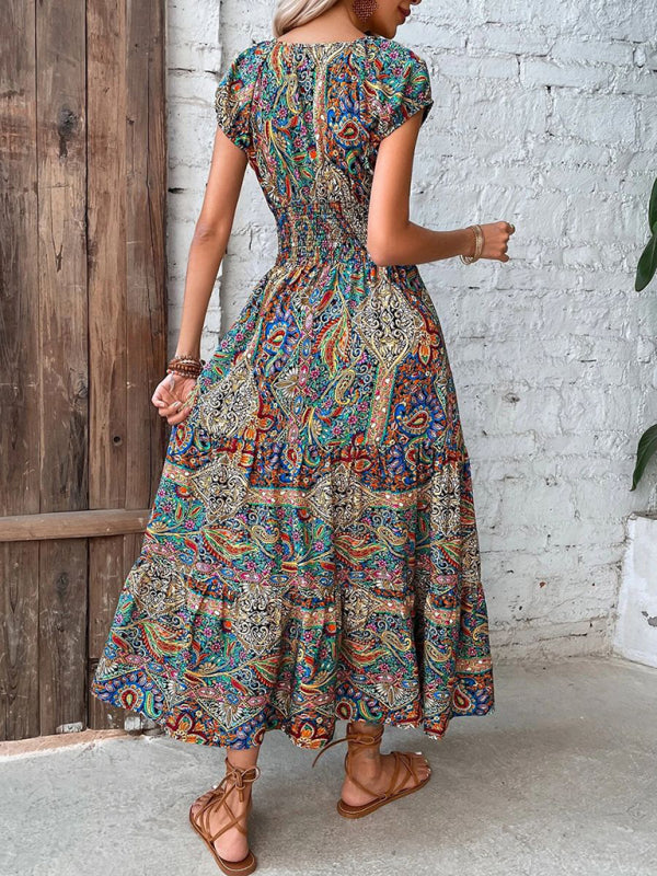 Romantic Bohemian High-Waist Maxi Dress – Sleeveless & Flowy for Summer