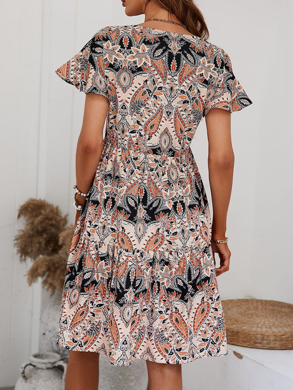 Paisley V-Neck Sleeveless Midi Dress – Lightweight Woven Summer Style