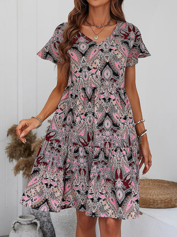 Paisley V-Neck Sleeveless Midi Dress – Lightweight Woven Summer Style