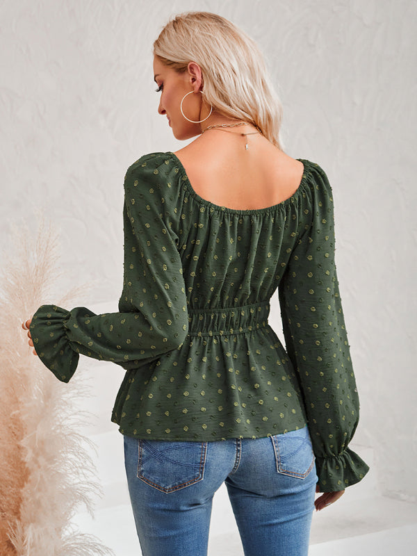 Women's Ruffle Sleeve Round Neck Blouse