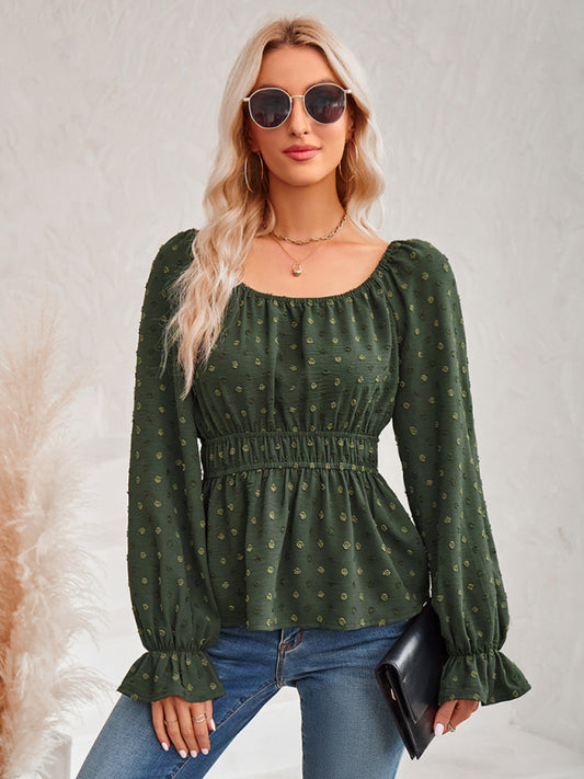 Women's Ruffle Sleeve Round Neck Blouse