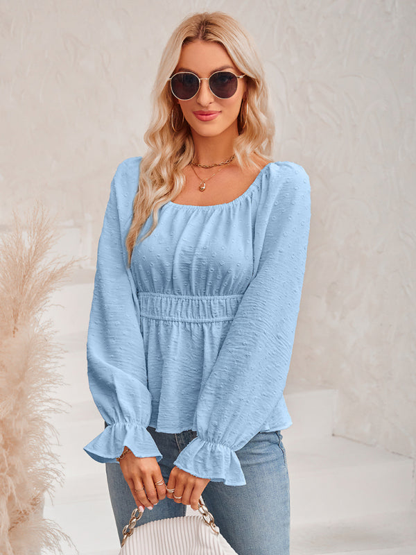 Women's Ruffle Sleeve Round Neck Blouse