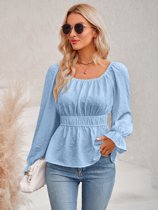 Women's Ruffle Sleeve Round Neck Blouse