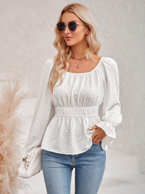 Women's Ruffle Sleeve Round Neck Blouse