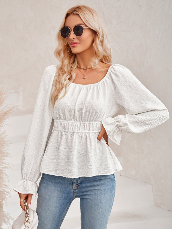 Women's Ruffle Sleeve Round Neck Blouse