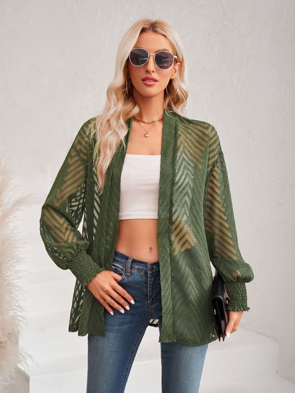 Women's Loose Jacquard Cardigan Olive green
