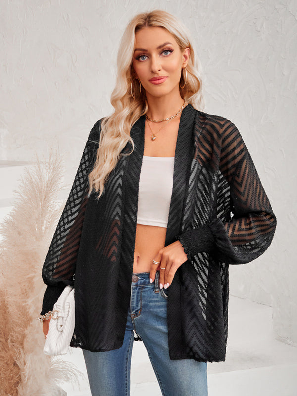 Women's Loose Jacquard Cardigan Black