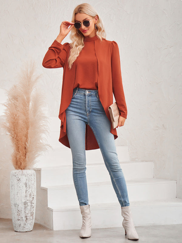 Women's Half Turtleneck Long Sleeve Layered Shirt