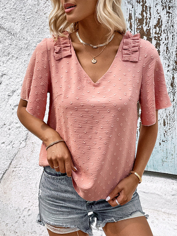 Women's Pink Button-Down Shirt – Elegant Spring Blouse