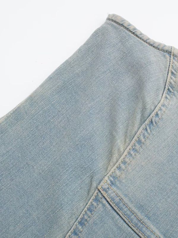 Patchwork Denim Tube Top Dress – Sexy Strapless Bandeau Style for Spring & Summer