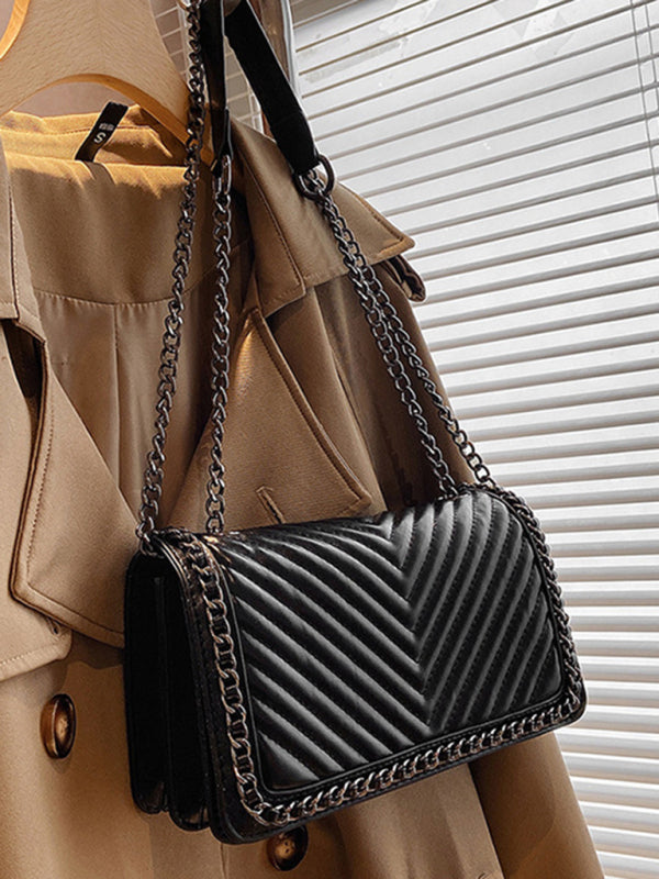 Embroidered Chain Small Square Shoulder Bag