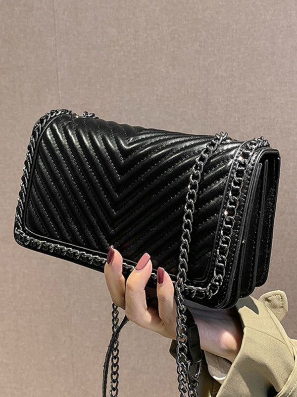 Embroidered Chain Small Square Shoulder Bag