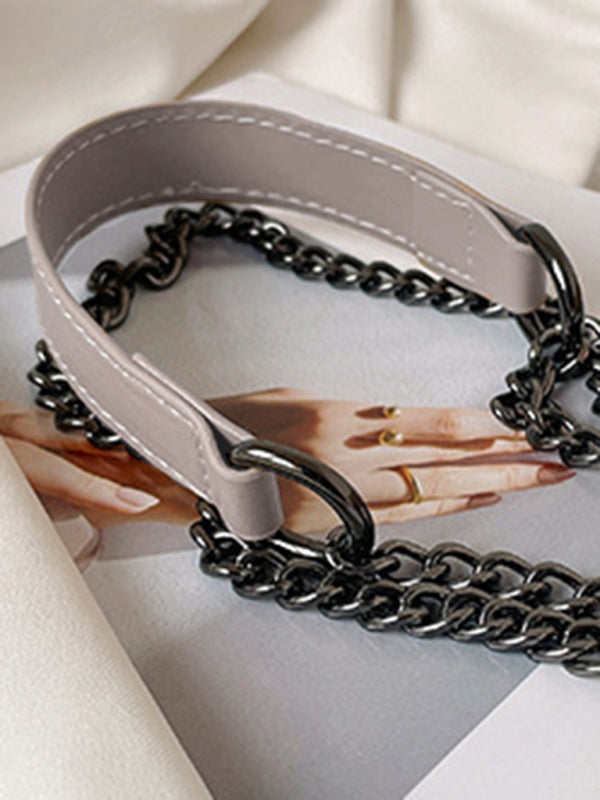 Embroidered Chain Small Square Shoulder Bag