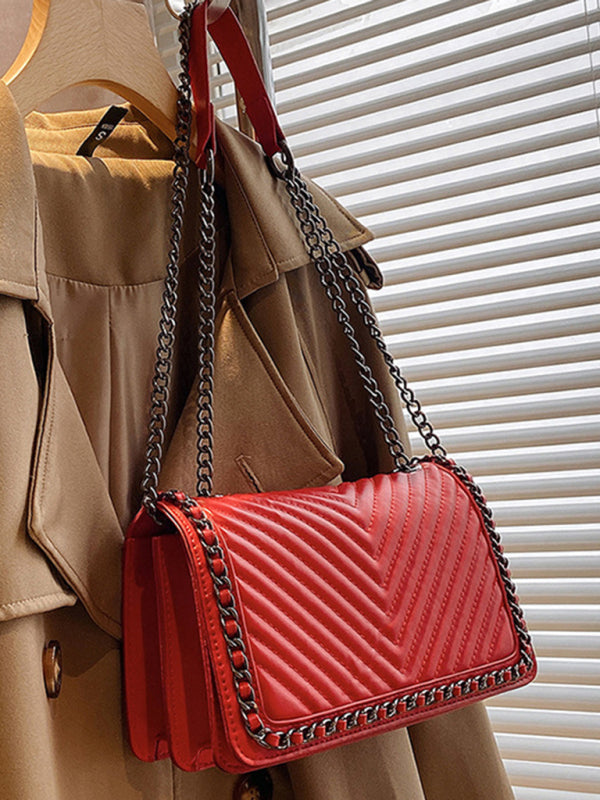 Embroidered Chain Small Square Shoulder Bag