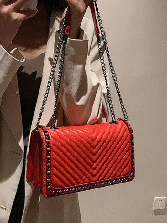 Embroidered Chain Small Square Shoulder Bag