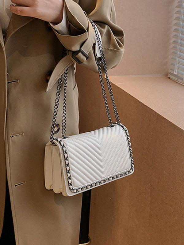 Embroidered Chain Small Square Shoulder Bag