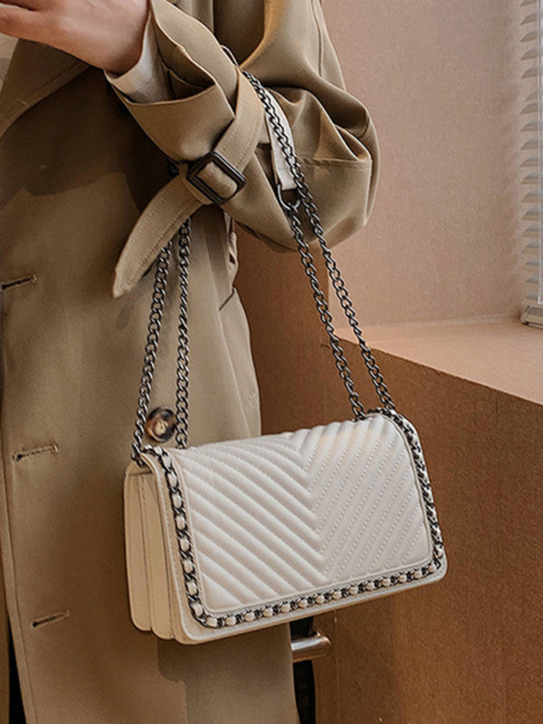 Embroidered Chain Small Square Shoulder Bag