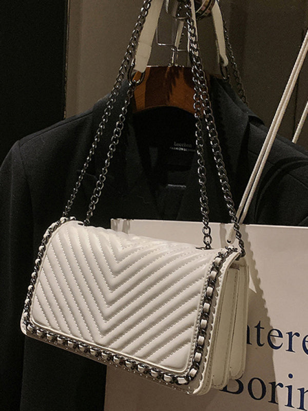 Embroidered Chain Small Square Shoulder Bag