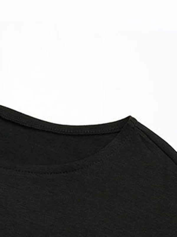 Ruched Knit Bodycon Dress with Asymmetrical Hem – Spring Leisure Fit