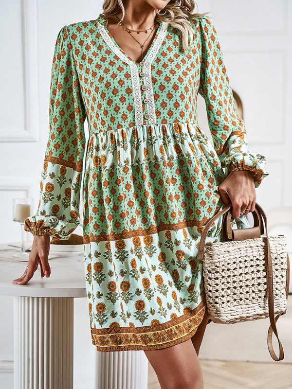 Bohemian Print Midi Dress – Lightweight Holiday Style for Spring & Summer