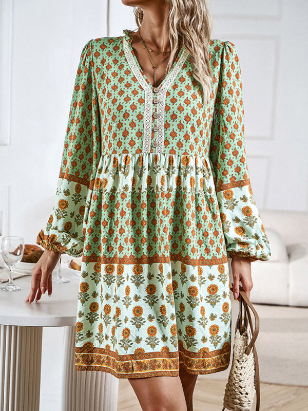 Bohemian Print Midi Dress – Lightweight Holiday Style for Spring & Summer