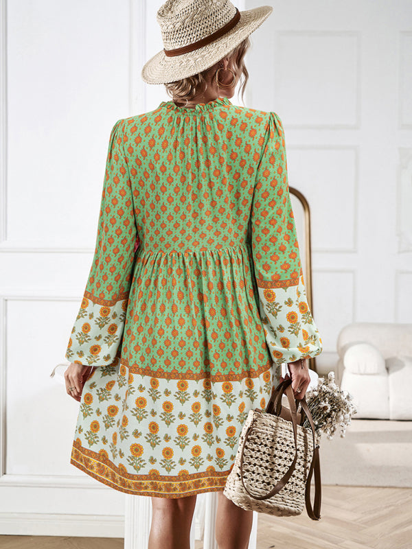 Bohemian Print Midi Dress – Lightweight Holiday Style for Spring & Summer