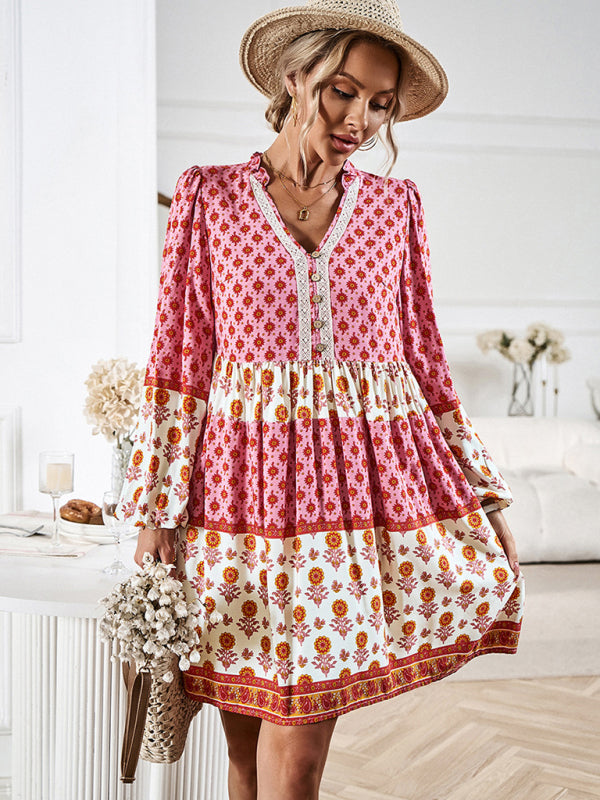 Bohemian Print Midi Dress – Lightweight Holiday Style for Spring & Summer