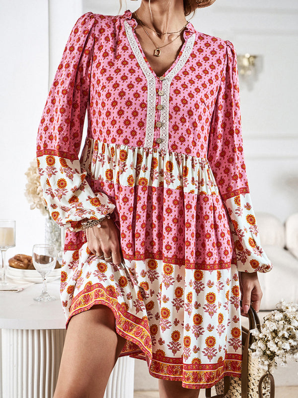 Bohemian Print Midi Dress – Lightweight Holiday Style for Spring & Summer