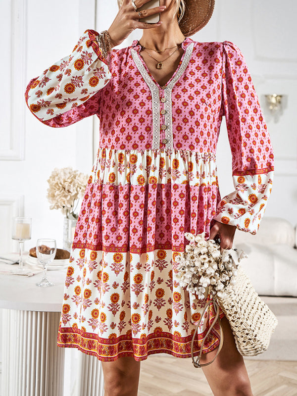 Bohemian Print Midi Dress – Lightweight Holiday Style for Spring & Summer