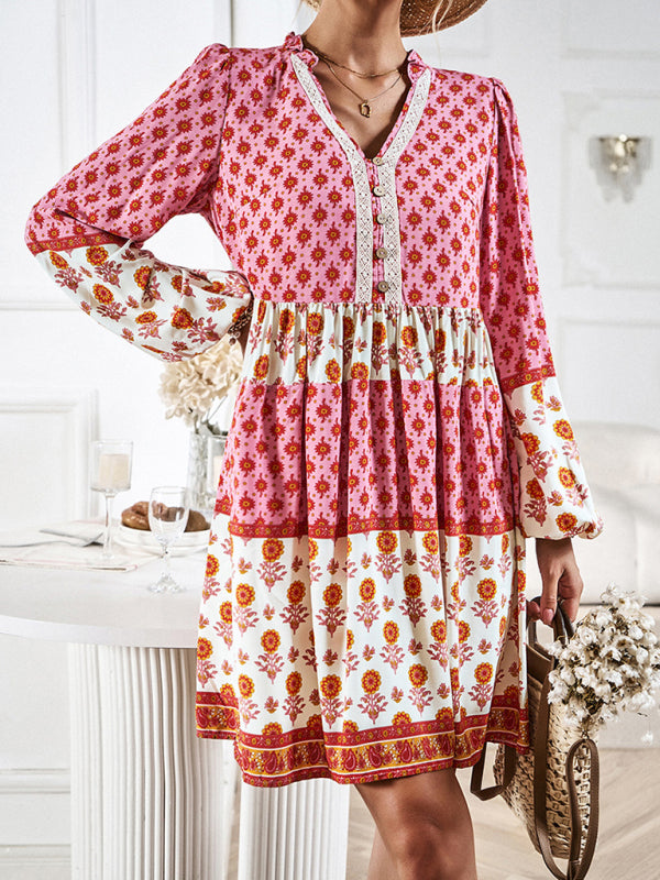 Bohemian Print Midi Dress – Lightweight Holiday Style for Spring & Summer