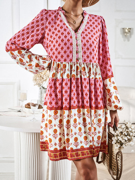 Bohemian Print Midi Dress – Lightweight Holiday Style for Spring & Summer