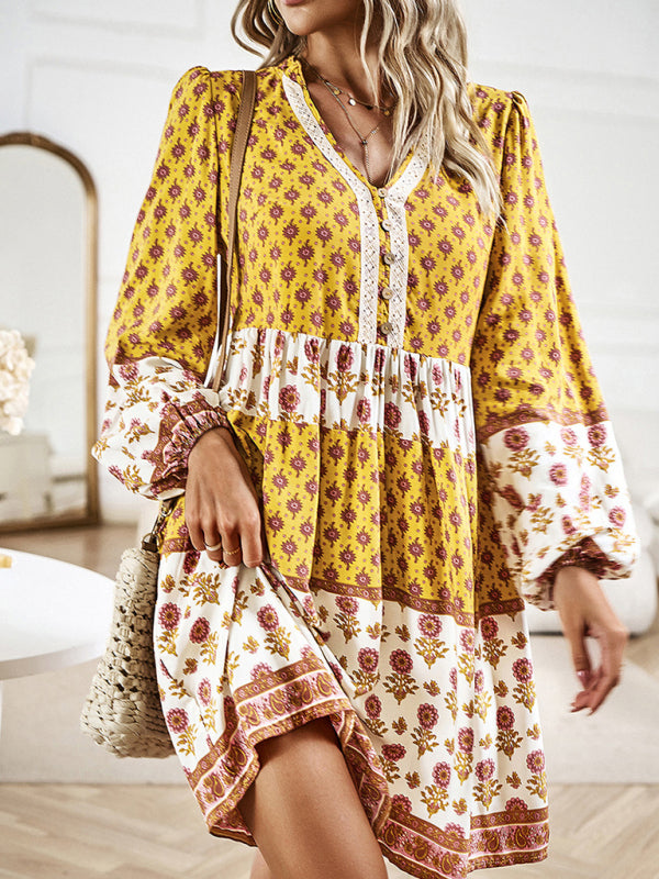 Bohemian Print Midi Dress – Lightweight Holiday Style for Spring & Summer