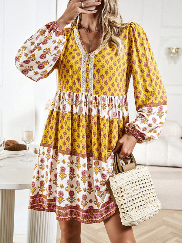 Bohemian Print Midi Dress – Lightweight Holiday Style for Spring & Summer