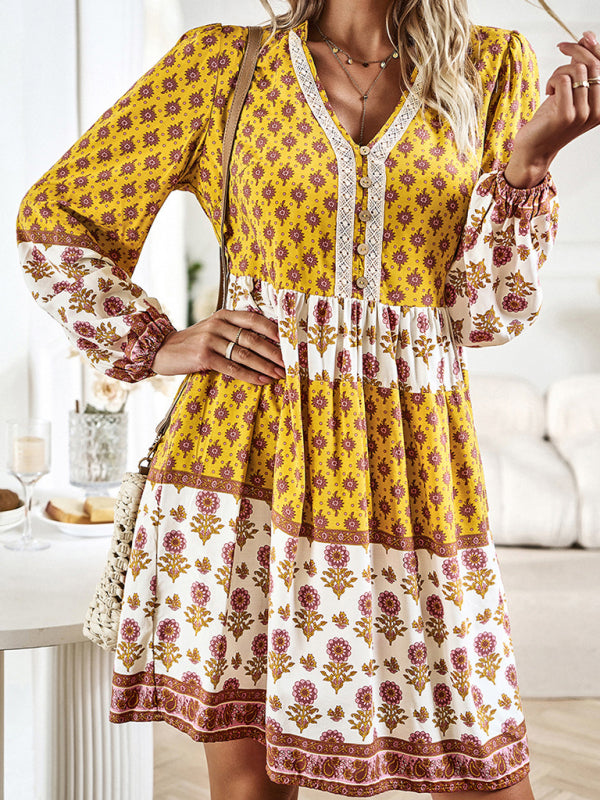Bohemian Print Midi Dress – Lightweight Holiday Style for Spring & Summer