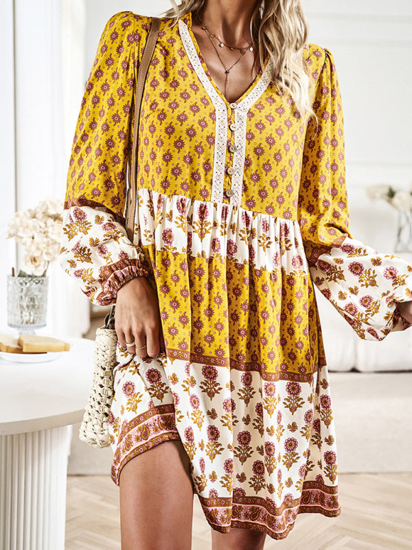 Bohemian Print Midi Dress – Lightweight Holiday Style for Spring & Summer