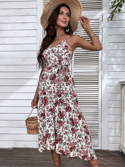 Floral Mid-Length Camisole Dress – Lightweight Woven Design