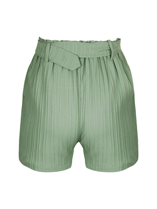 Chic Green Pleated Shorts
