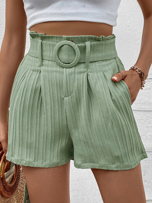 Chic Green Pleated Shorts