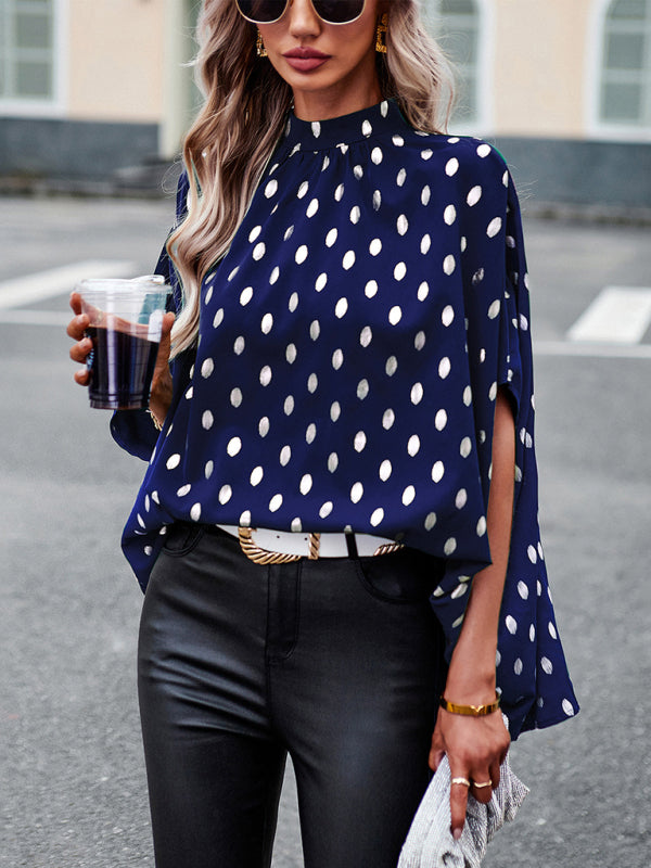 Golden Polka Dot Long Sleeve Blouse