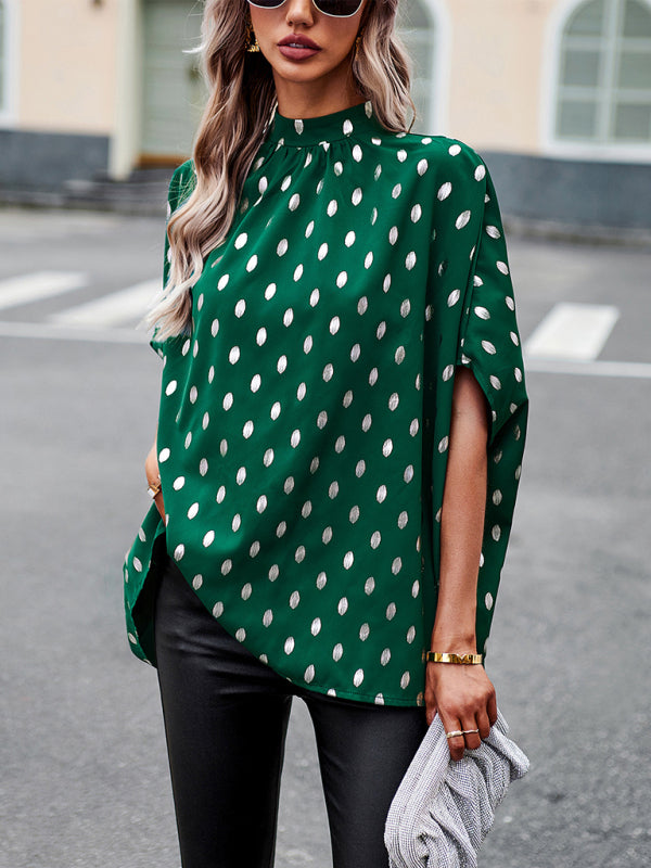 Golden Polka Dot Long Sleeve Blouse