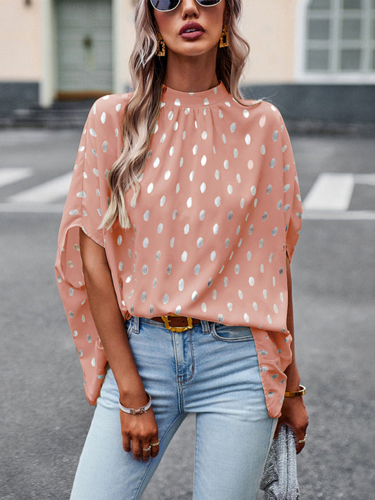 Golden Polka Dot Long Sleeve Blouse