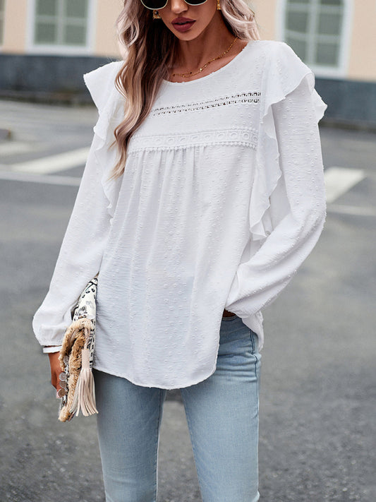 Ruffled Lace Long Sleeve Blouse