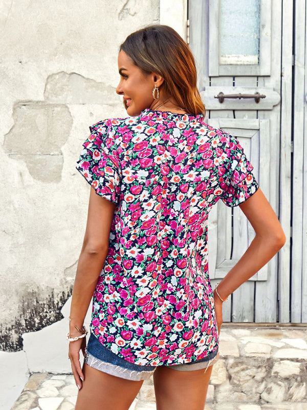Women's V-Neck Loose Fit Casual Top