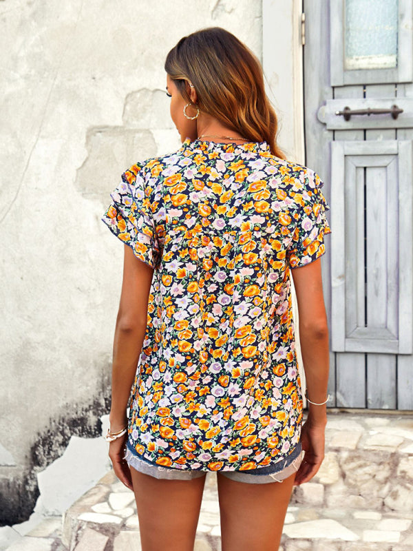 Women's V-Neck Loose Fit Casual Top