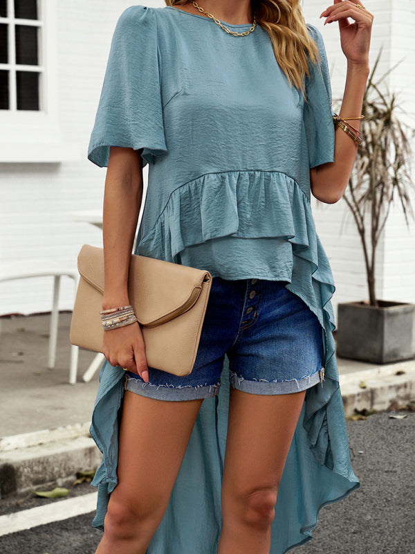 Elegant Ruffled Short-Sleeve Top