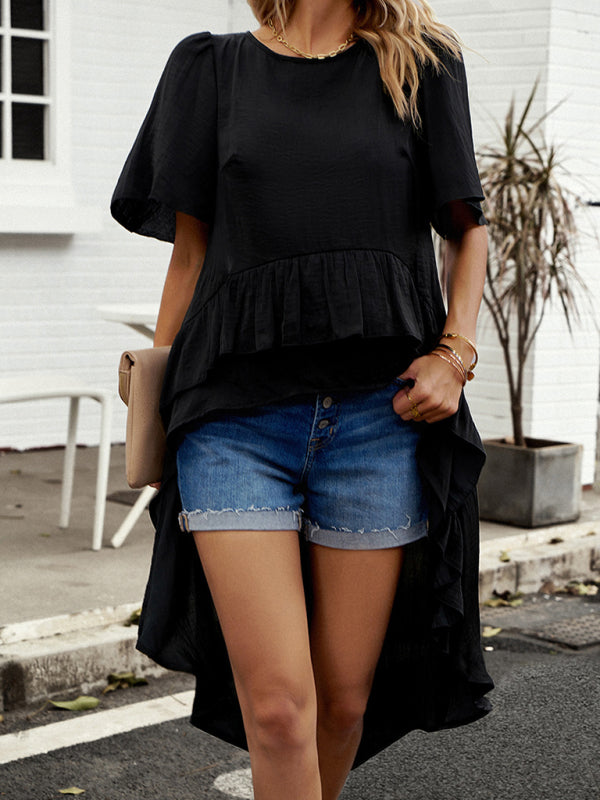 Elegant Ruffled Short-Sleeve Top